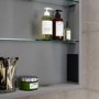 Single Door Chrome Bathroom Mirror Cabinet with Battery Operated Lights 500 x 700mm - Capricorn